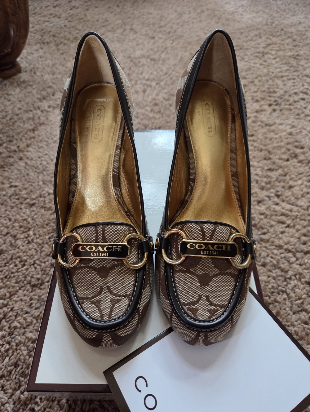 Vintage Coach Charley Signature Jacquard Heels - 6